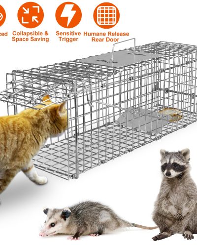 cat-trap-cage-catch-release-live-animal-rodent-cage-foldable-galvanized-wire